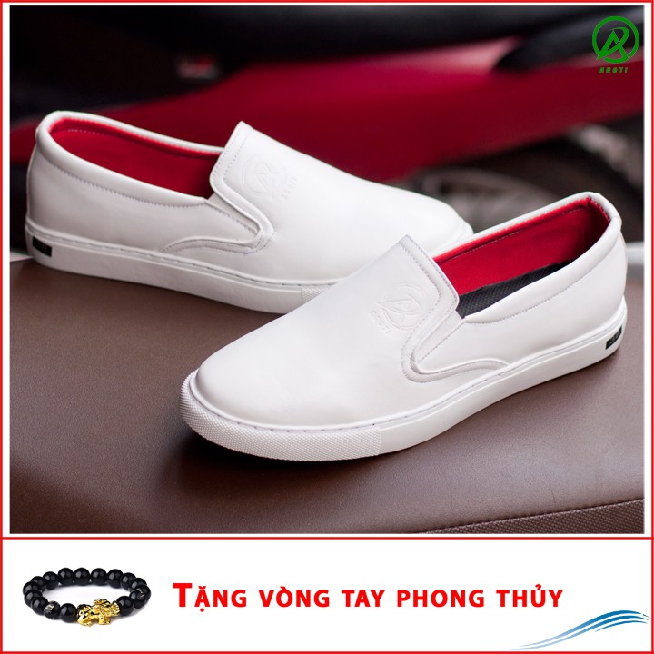 Giày Slip On Nam Aroti Đế Khâu Chắc Chắn Phong Cách Đơn Giản Màu Trắng - M498-TRANG(VT)-Kèm Vòng Tay Phong Thủy | BigBuy360 - bigbuy360.vn