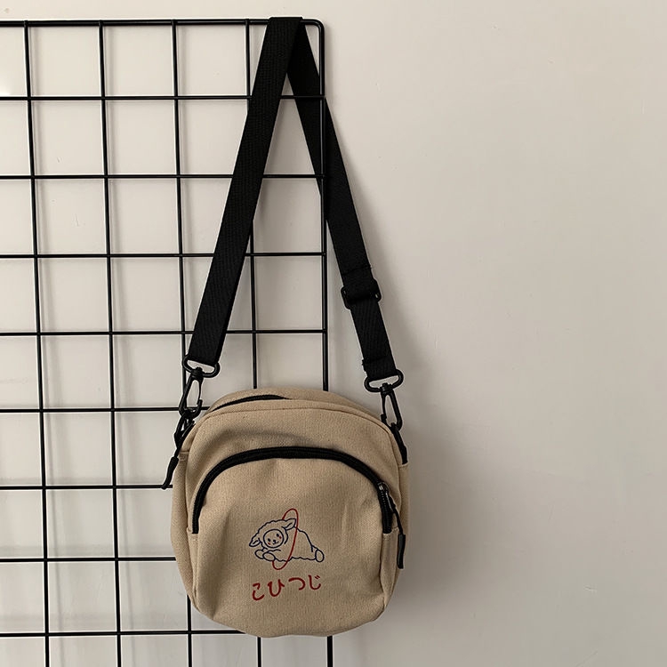 Túi Vải Canvas Đeo Vai In Hình Hoạt Hình Dễ Thương