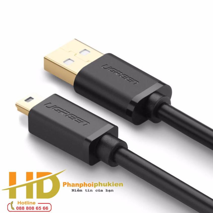 Cáp USB 2.0 to USB Mini 1,5m Ugreen UG-10385 mạ vàng Chính hãng