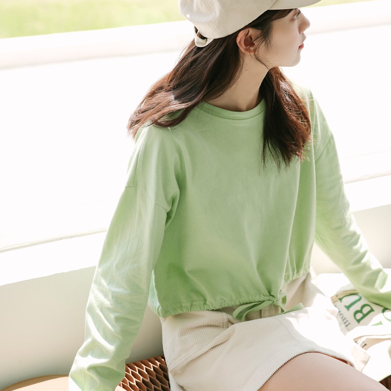 Áo Thun Nữ Tay Dài Dáng Rộng Màu Trơn 30675