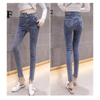 [Hàng order] Quần jeans cạp cao eo lệch cá tính(Q29)