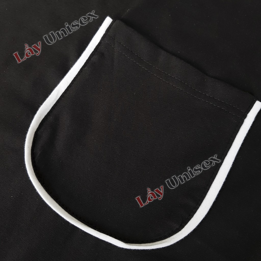Áo tee đen basic viền trắng tay lửng form rộng unisex | BigBuy360 - bigbuy360.vn