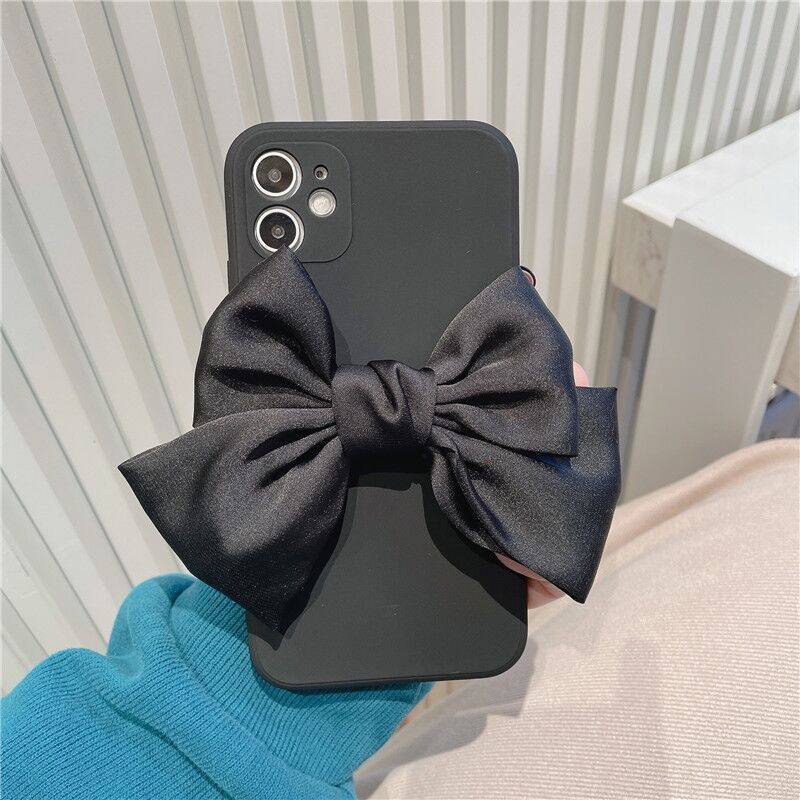 Ốp Điện Thoại Màu Đen Đính Nơ Sáng Tạo Cho Iphone 14 13 12 pro max 11 pro max xs max XR X 7 8 Plus