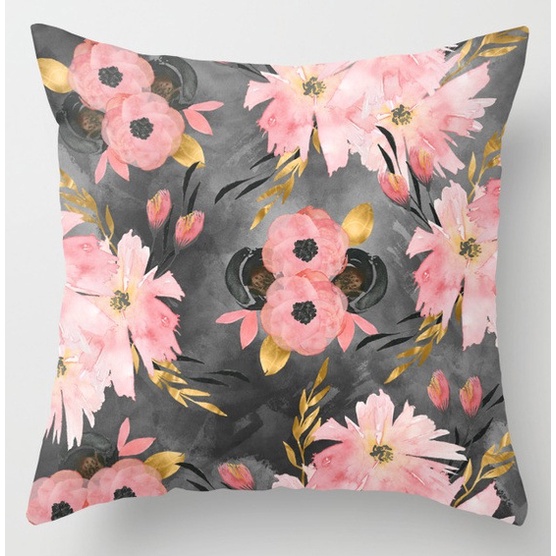 Vỏ gối vuông họa tiết hoa kích thước 40x40cm/ 45x45cm/ 50x50cm/ 60x60cm dành cho trang trí nhà cửa