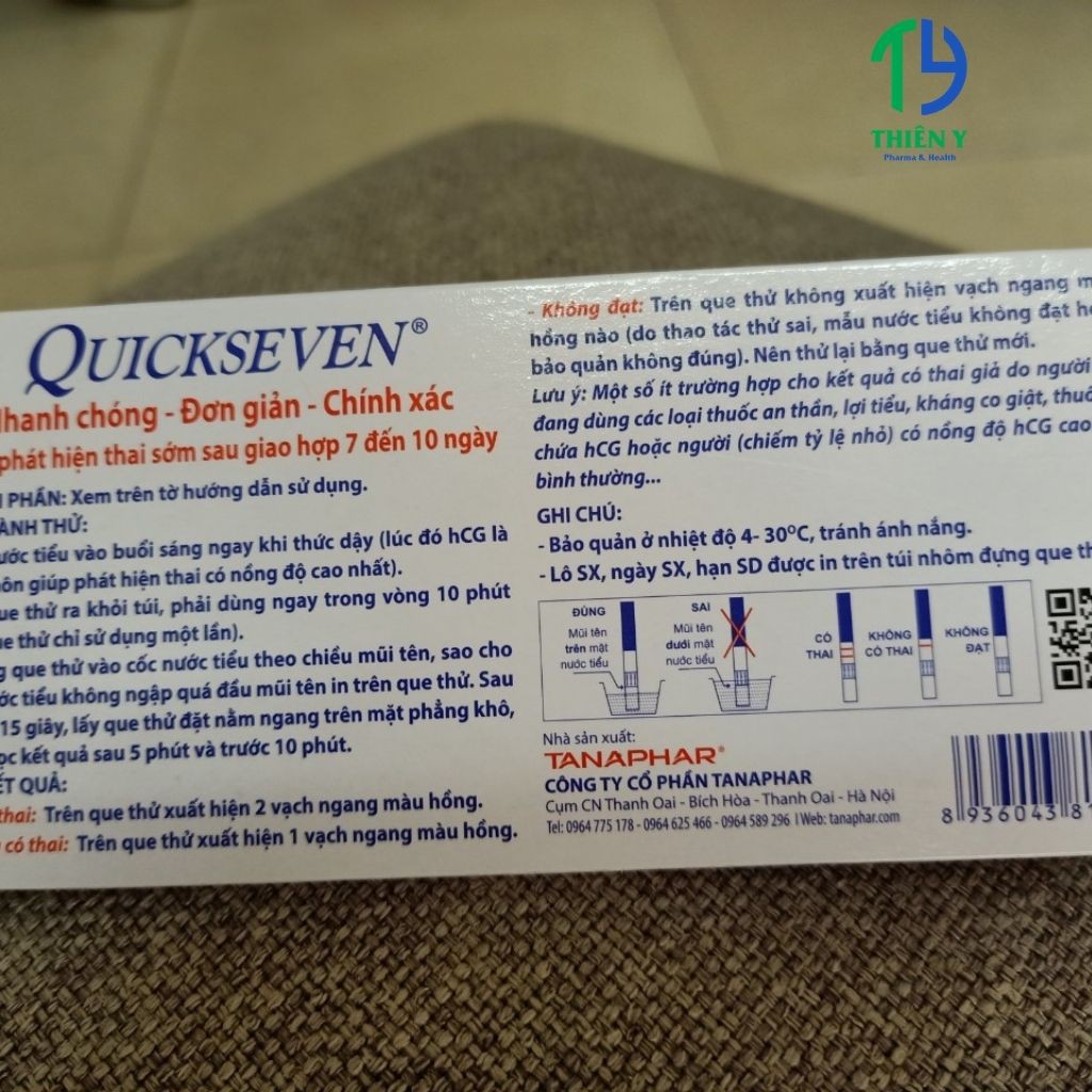 Que Thử Thai Quickseven, Thử Thai Nhanh Tại Nhà, An Toàn, Chính Xác, Đơn Giản, Hộp 1 Que – Thiên Y Pharmacy