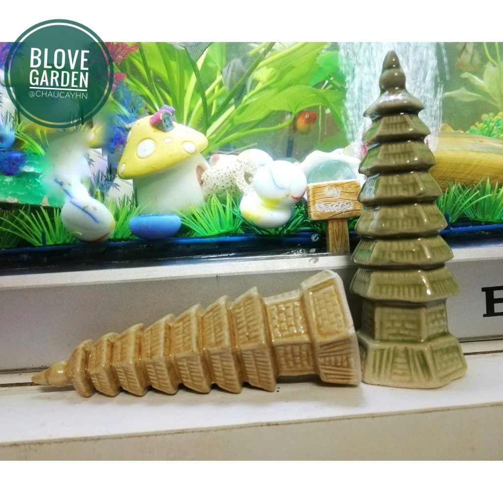 [GIÁ SỐC - GIẢM 30%]Mô hình gốm Tháp tròn mini phụ kiện trang trí tiểu cảnh hòn non bộ bể cá chậu cây bonsai