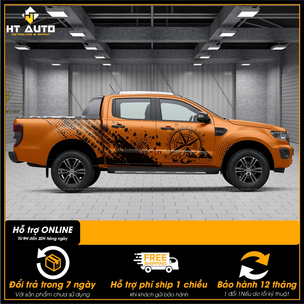 Decal Tem xe Ford Ranger HT004 - Tem Xe Bán Tải Đẹp 2022