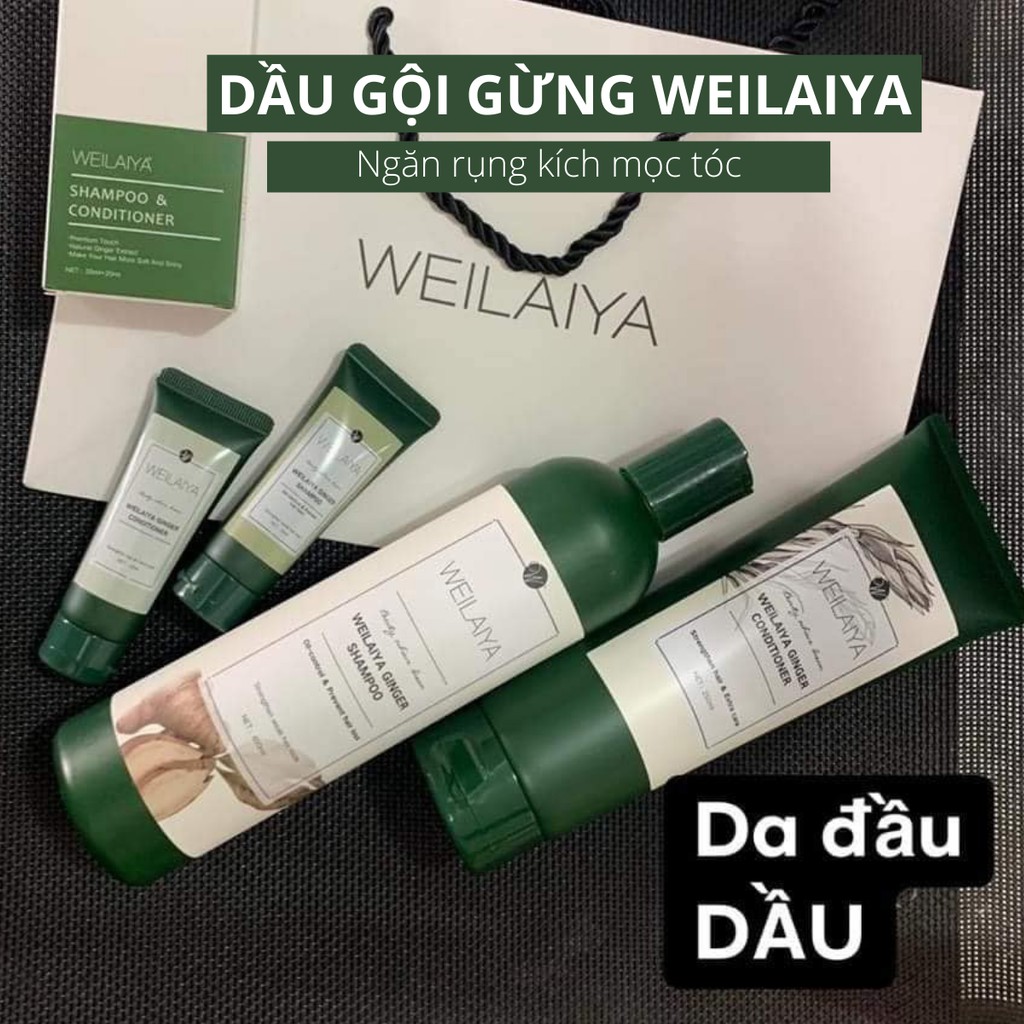 Bộ dầu gội gừng Weilaiya, giảm rụng kích mọc tóc chính hãng