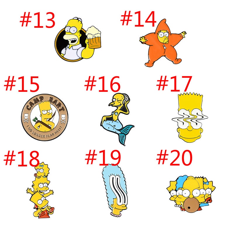 Ghim cài áo QIHE JEWELRY hoạt hình Simpsons 20 kiểu dễ thương xinh xắn