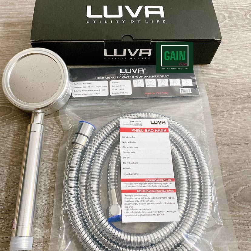 Combo vòi hoa sen Luva VS4 kèm dây sen Luva dài 1.5m BH 1 năm đổi lỗi 30 ngày, lõi đồng, inox 304