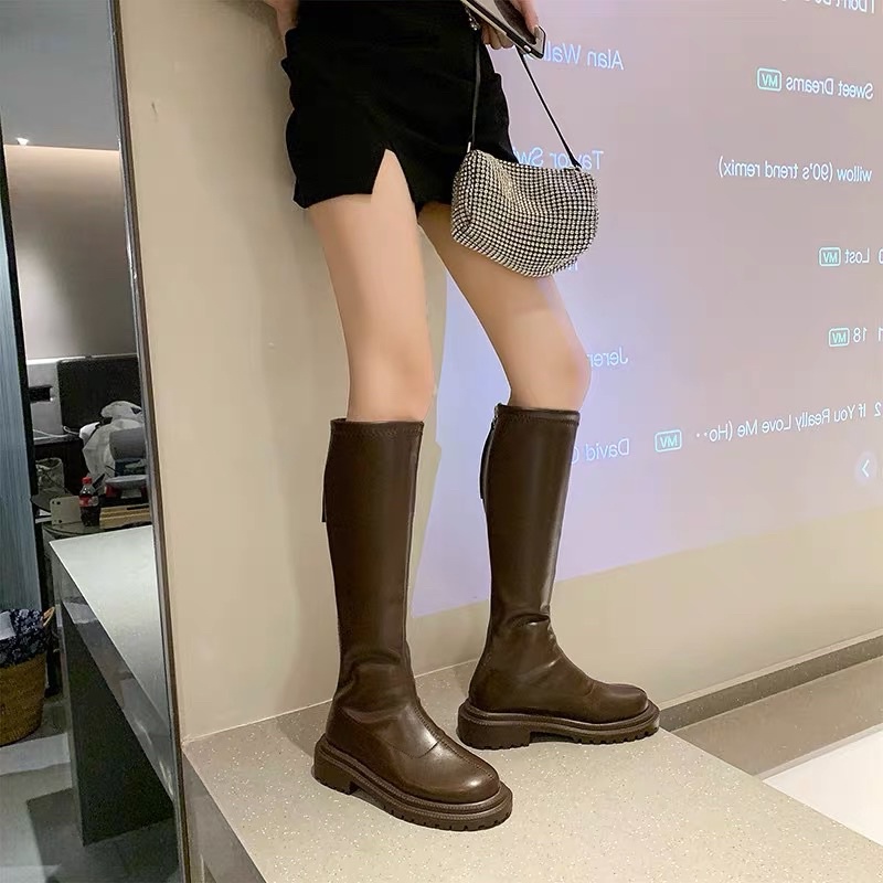 Giày bốt boots nữ cao cổ dành cho nữ, đế đinh, khoá kéo sau, thời trang, phong cách | BigBuy360 - bigbuy360.vn