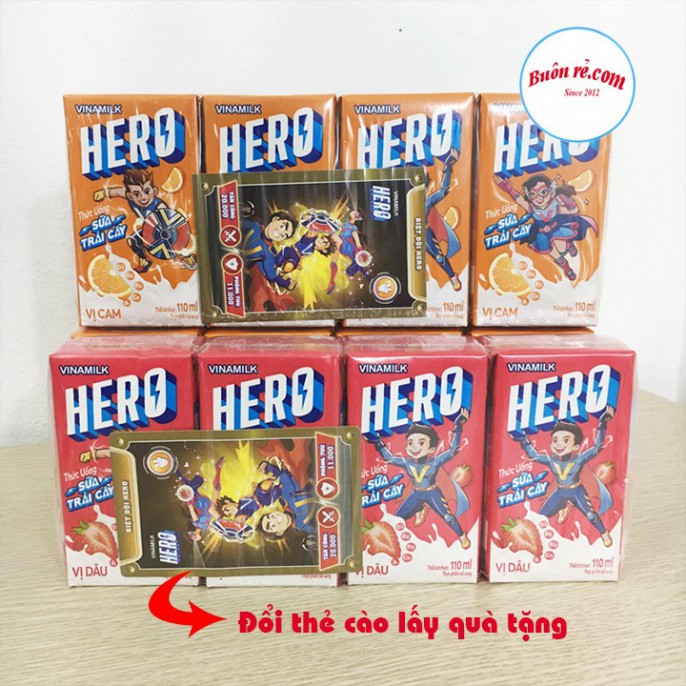 Thùng 48 hộp sữa trái cây Hero VINAMILK 110ml – Sữa chua uống bổ sung dinh dưỡng cho bé yêu 01214 Buôn Rẻ tnb33