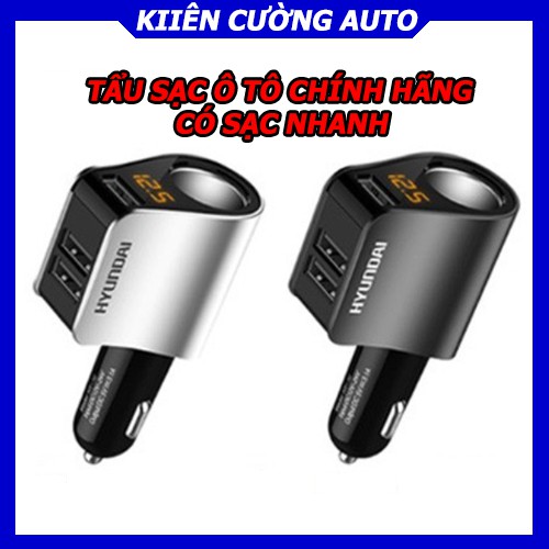 Tẩu sạc hyundai 3 cổng USB có màn hình hiển thị điện áp và một lỗ tẩu HY-10 HY10