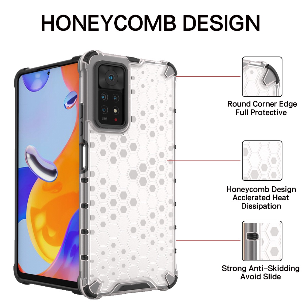 Ốp Điện Thoại Nhựa Cứng Trong Suốt Chống Sốc Họa Tiết Tổ Ong Cho Redmi Note 10 Pro Max 10S 10T