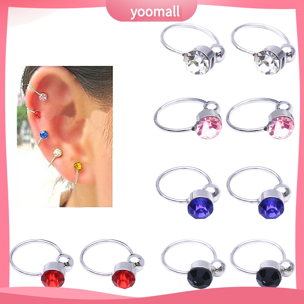 Khuyên kẹp vành tai chữ U đính đá thời trang cho nữ