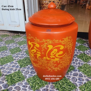 [Mã LIFEBKA5 giảm 10% tối đa 1 Triệu đơn 500k] Hũ đựng gạo phong thủy đất đỏ bát tràng đựng 8 kí gạo