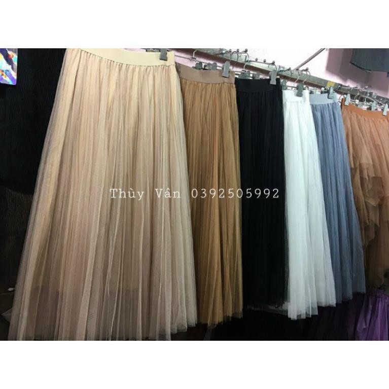SẴN HÀNG | Chân váy công chúa lưới voan maxi 3 lớp hàng Quảng Châu - Chân váy xếp ly dài ✔️ 🔥