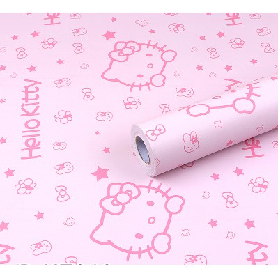 Decal giấy dán tường hello kitty khổ rộng 45cm có sẵn keo