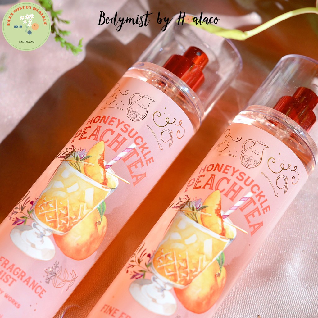 Xịt thơm toàn thân HONEYSUCKLE PEACH TEA - BODY MIST Bath &amp; Body Works by hoalaco