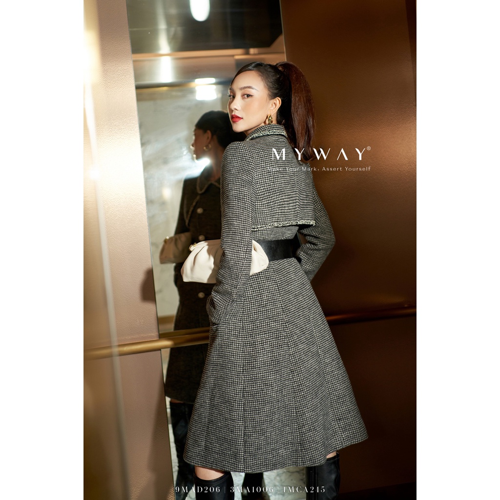Áo Choàng Nữ MY WAY Dáng Dài Họa Tiết Caro Cao Cấp 9MAD206