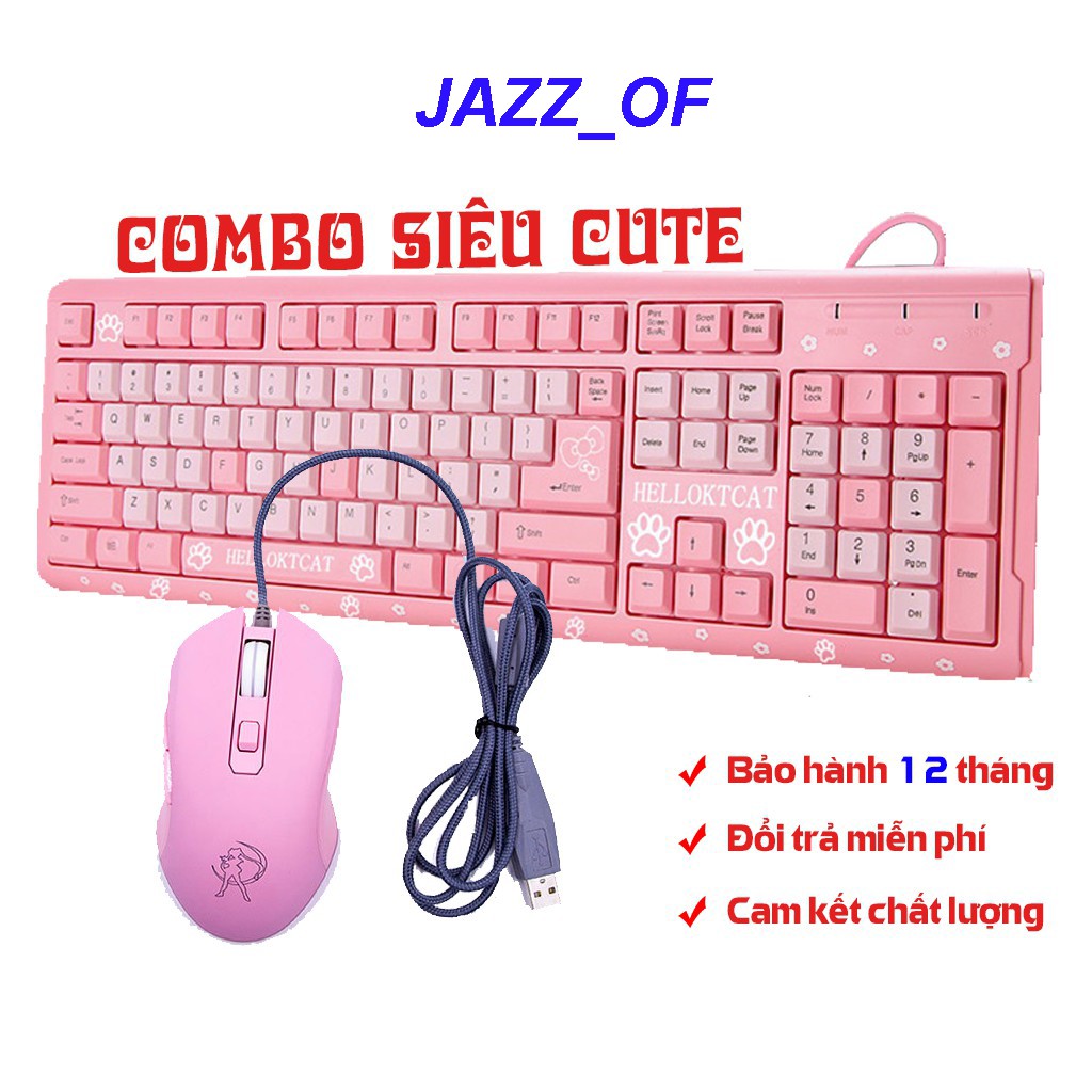 Combo Bàn Phím Chuột Hello Kitty Dành Cho Các Bạn Yêu Màu Hồng