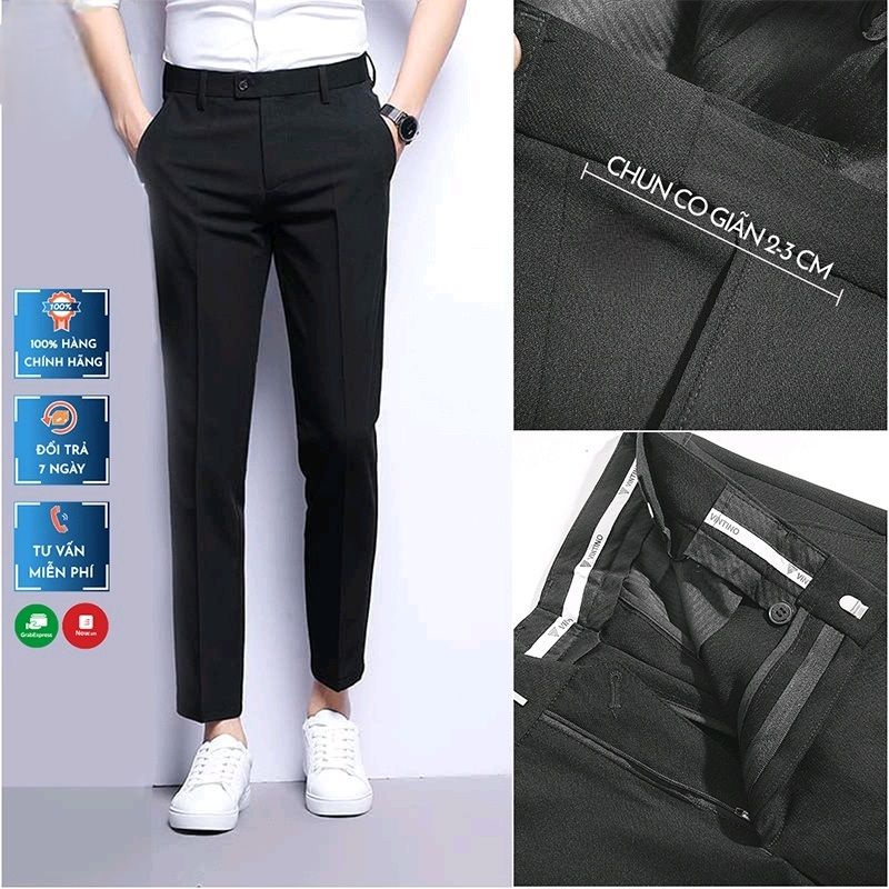 Quần âu cạp chun ẩn nam co giãn, quần baggy nam ống rộng vải co giãn dày dặn  CT