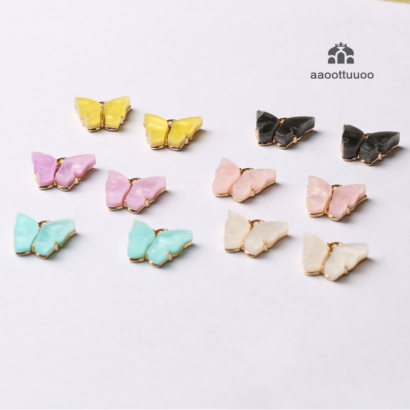 Bộ 10 mặt dây hình bướm bằng Acrylic thời trang
