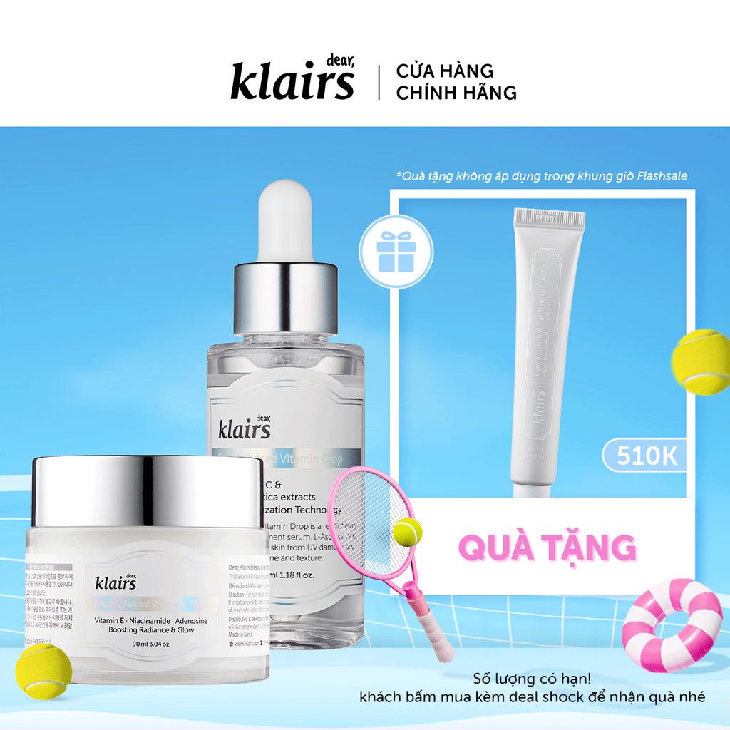 Combo Mặt nạ ngủ Dear, Klairs Freshly Juiced Vitamin E Mask 90ml+Tinh chất Dear, Klairs Freshly Juiced Vitamin Drop 35ml