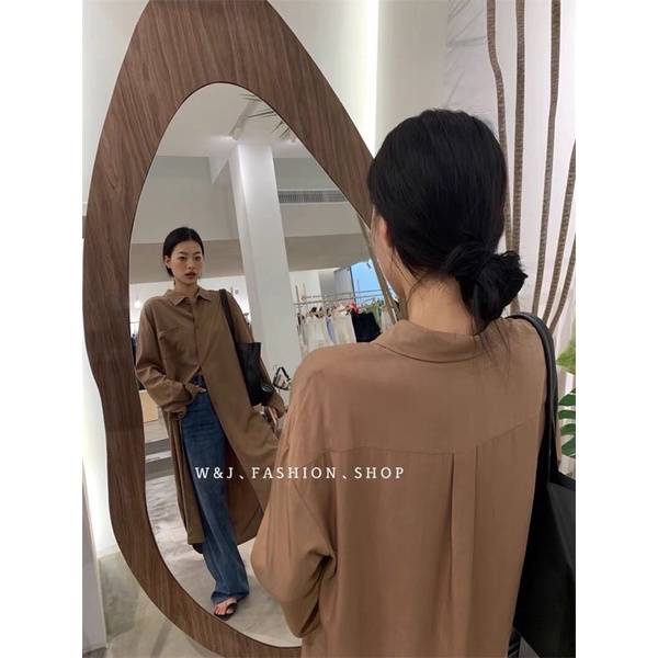 [Ảnh thật/video] váy sơmi lụa Hàn Quốc dáng dài qua gối