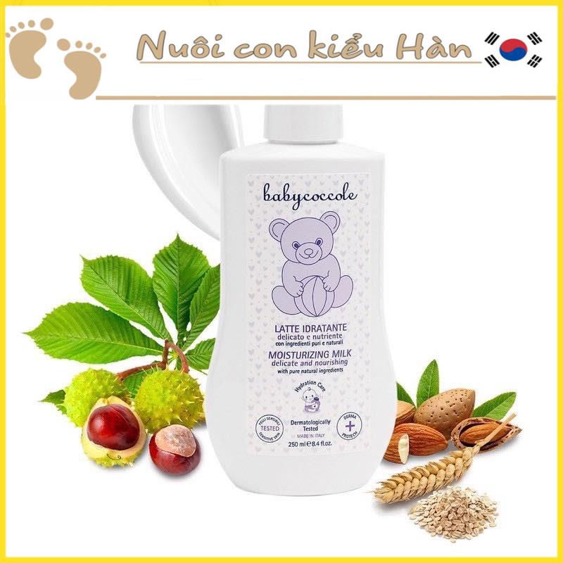 Kem dưỡng ẩm, sữa dưỡng ẩm và gel massage babycoccole chiết xuất hạnh nhân 0M+
