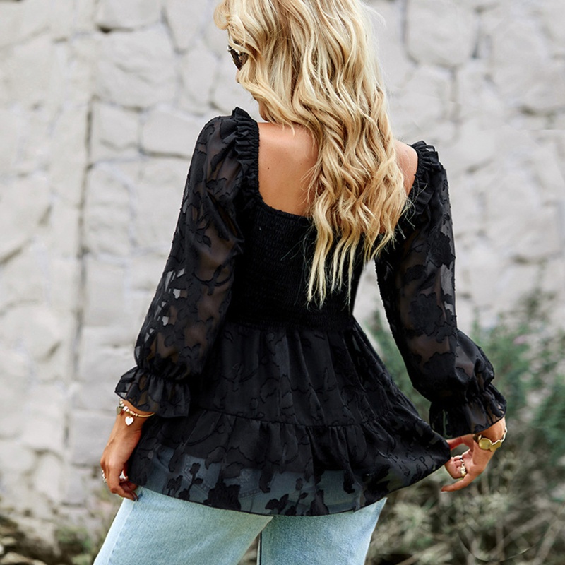 Áo Kiểu Tay Loe Họa Tiết Hoa Phong Cách Babydoll Cho Nữ