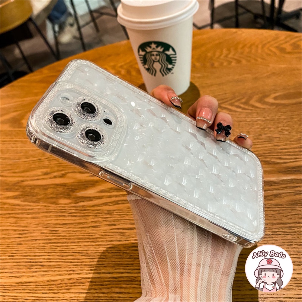 Ốp Điện Thoại TPU Dẻo Trong Suốt Họa Tiết Vân Kim Cương Sang Trọng Chống Sốc Cho IP 13 12 11 Pro Max X XS XR 8 7 Plus