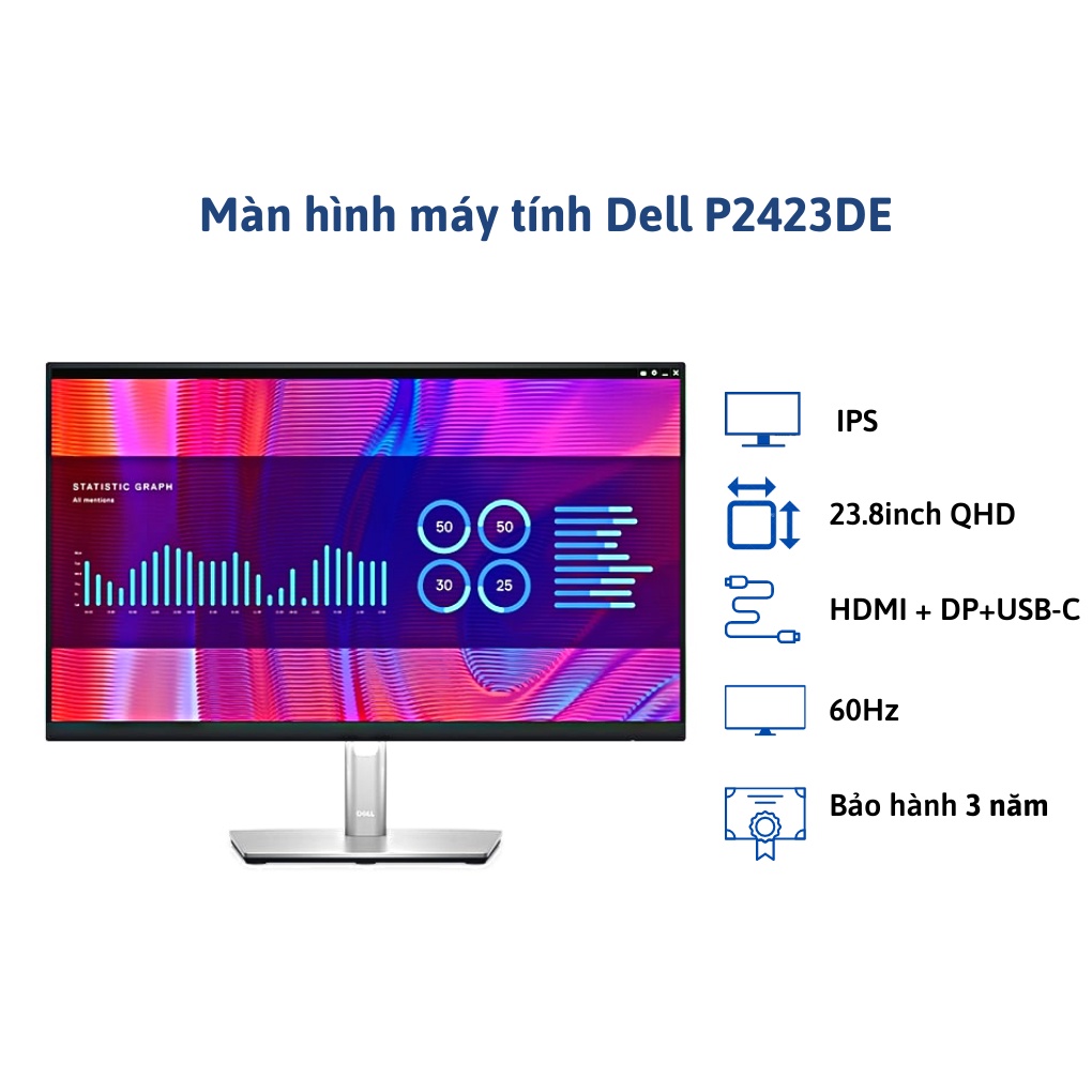 Màn hình pc Dell P2423DE / P2723DE / 23.8 - 27inch QHD 2K IPS USB-C