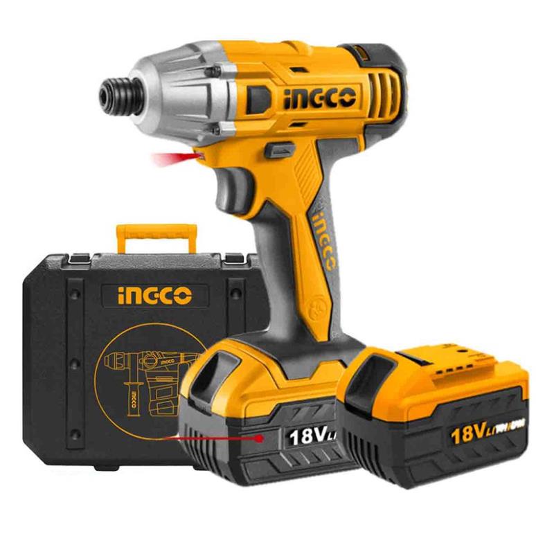 Máy siết vít dùng pin sạc18V INGCO CIDLI228181 Kèm theo 2 pin Li-on, kèm theo 48 món phụ kiện