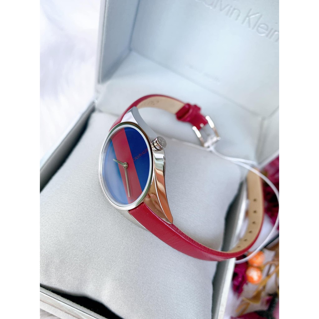 Đồng Hồ Nữ Calvin Klein K8P231UN Size 29mm dây da đỏ Burgundy