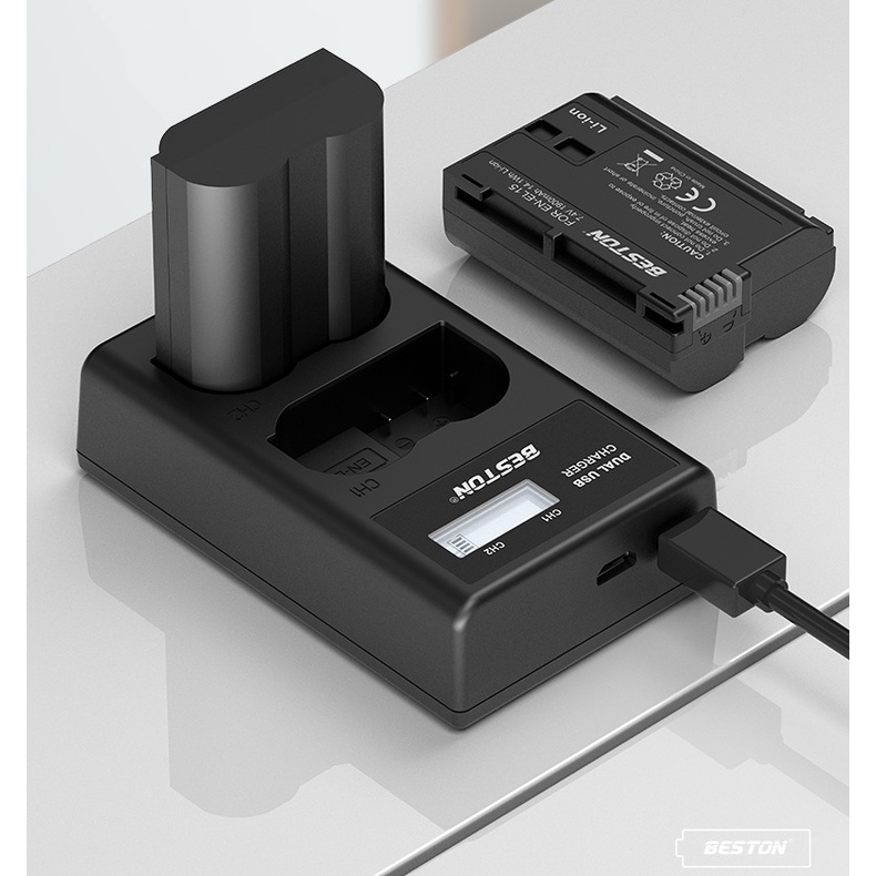 Dock sạc 2 + 2 Pin Nikon EN-EL15 Beston Cho Máy Ảnh Nikon D7200 D800 D800E D810 D850