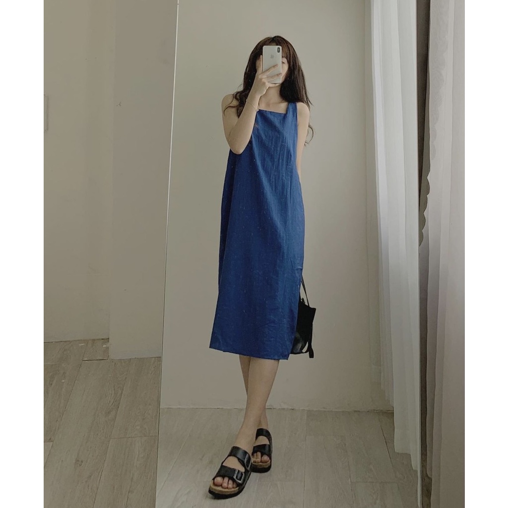 MARY DRESS -Đầm midi suông lưng chéo Váy midi suông lưng chéo LOVI