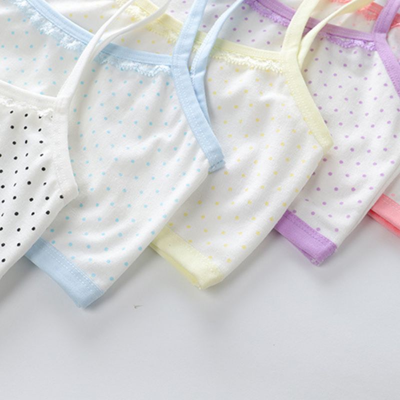 Áo Ngực Cotton Cổ Chữ U Phối Ren Họa Tiết Chấm Bi Màu Sắc Ngọt Ngào Thoáng Khí Thời Trang Cho Nữ