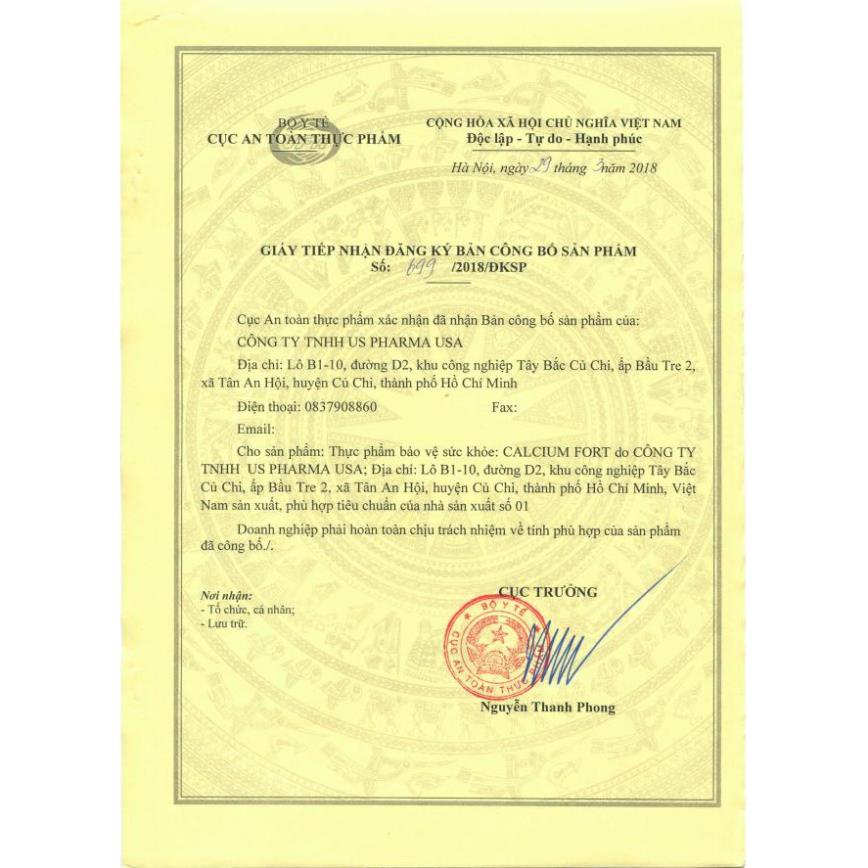 VIÊN UỐNG CALCIUM FORT Hộp 100 viên bổ sung calci, D3, E, DHA, EPA