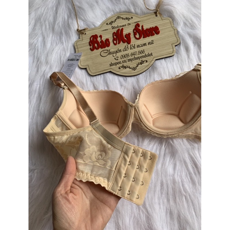 Áo Lót Ren Lovely Mút Kép Mỏng Bảng Lưng To 4 Móc Cài Size