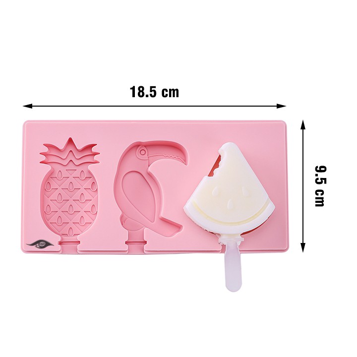 Khuôn làm kem que bằng silicone loại màu hồng có nắp đậy (KKS23)