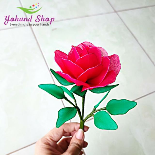 Bộ nguyên liệu làm hoa hồng bằng vải voan ( 5 hoa )