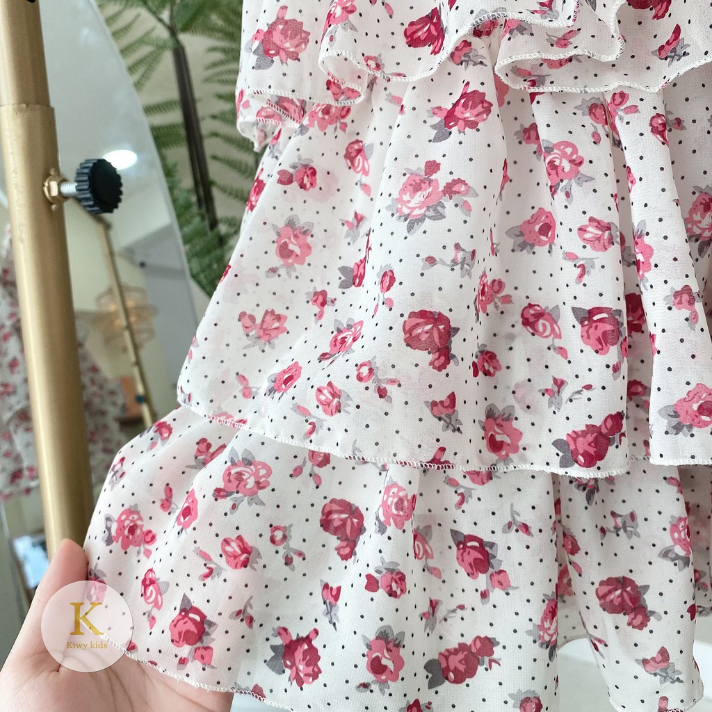 Váy hoa đi biển bé gái KIWY KIDS kiểu 2 dây chất liệu voan nhẹ mát Kidsh2156 cho bé tử 1 đến 11 tuổi