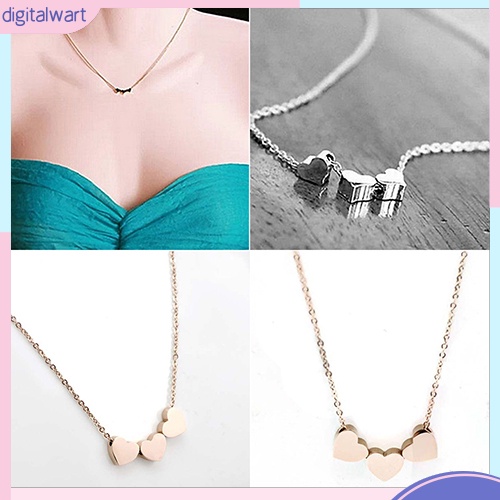 Dây chuyền hợp kim mặt 3 trái tim nhỏ xinh xắn dễ thương dành cho nữ
