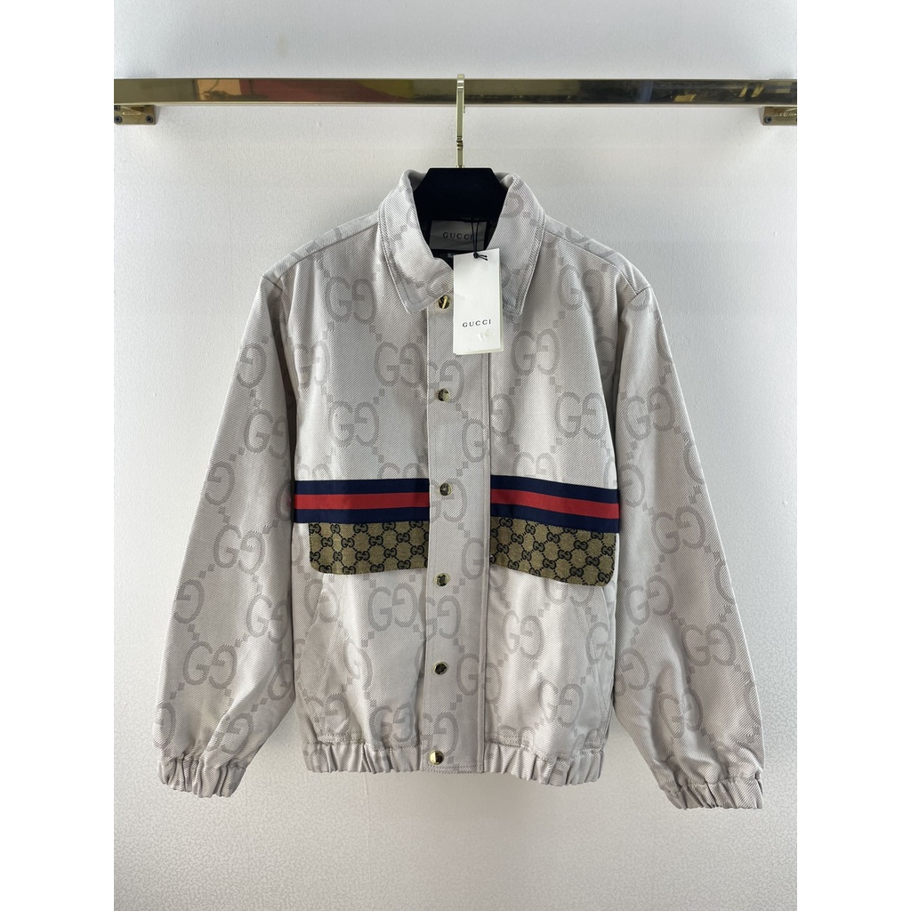 Áo khoác dài tay thiết kế họa tiết chữ GG thời trang cao cấp Gucci GG GC phong cách trẻ trung, cá tính