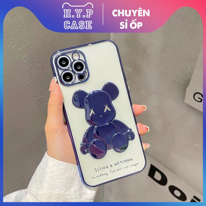 Ốp Lưng Iphone BEARBRICK Loại 1 Hình Nổi 3D Viền Si Chống Bẩn Cạnh Vuông Màu Blue Purple (02) | BigBuy360 - bigbuy360.vn