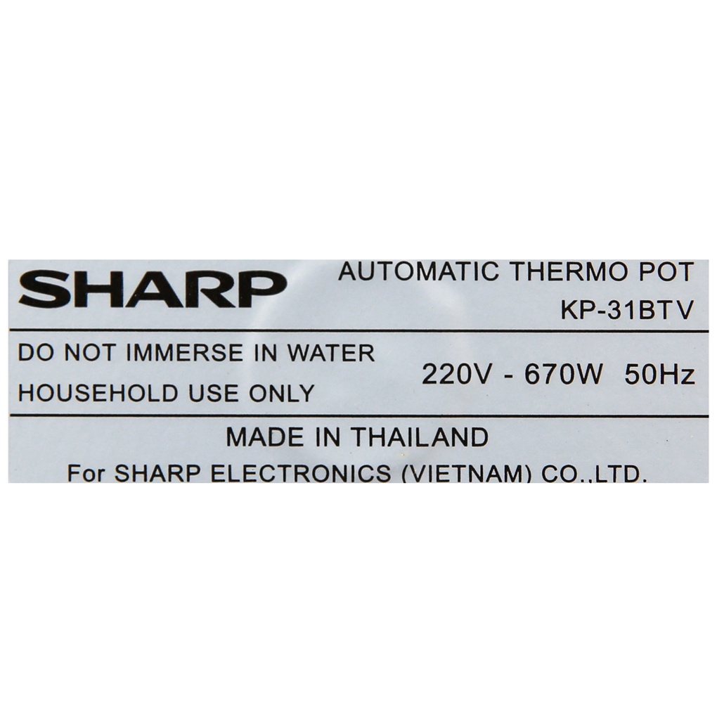 [Mã ELHADEV giảm 4% đơn 300K] Bình thủy điện Sharp KP-31BTV- CU 2.8 lít