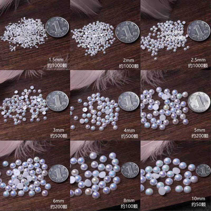 Set 100 Hạt Ngọc Trai Giả 3-8MM Màu Trắng / Hồng Trang Trí Móng Nghệ Thuật