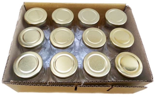 Hũ thuỷ tinh đựng dầu dừa nắp thiếc vàng (100ml)