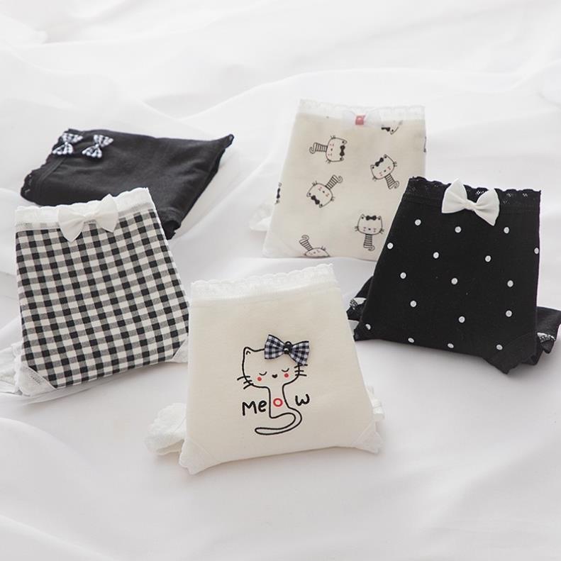 ❤️ Quần Lót Nữ ❤️ Quần Cotton Nữ Viền Phối Hình Mèo Điệu Đà Tôn Dáng 0133 ❤️